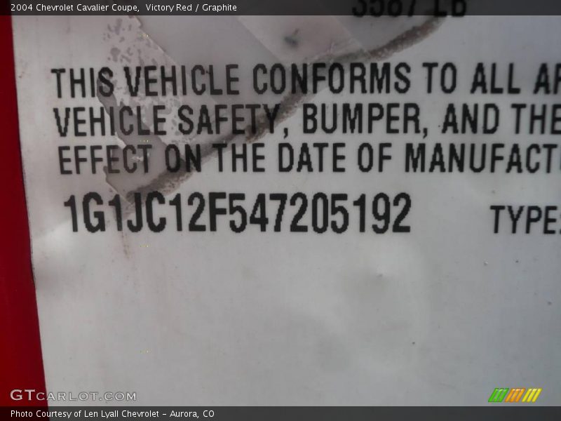 Victory Red / Graphite 2004 Chevrolet Cavalier Coupe