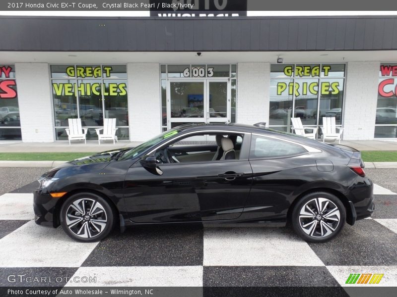 Crystal Black Pearl / Black/Ivory 2017 Honda Civic EX-T Coupe