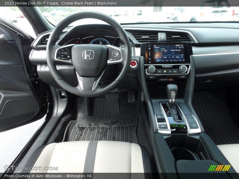 Crystal Black Pearl / Black/Ivory 2017 Honda Civic EX-T Coupe