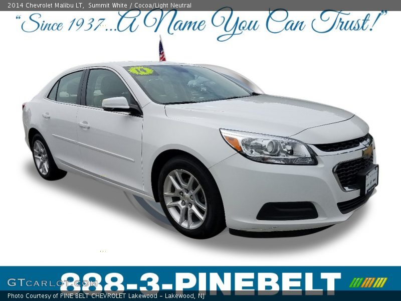 Summit White / Cocoa/Light Neutral 2014 Chevrolet Malibu LT