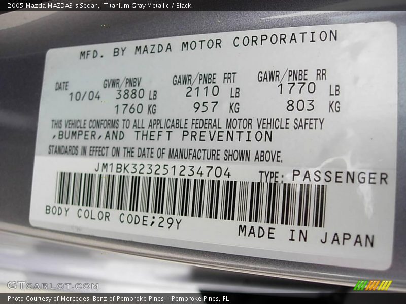 Titanium Gray Metallic / Black 2005 Mazda MAZDA3 s Sedan