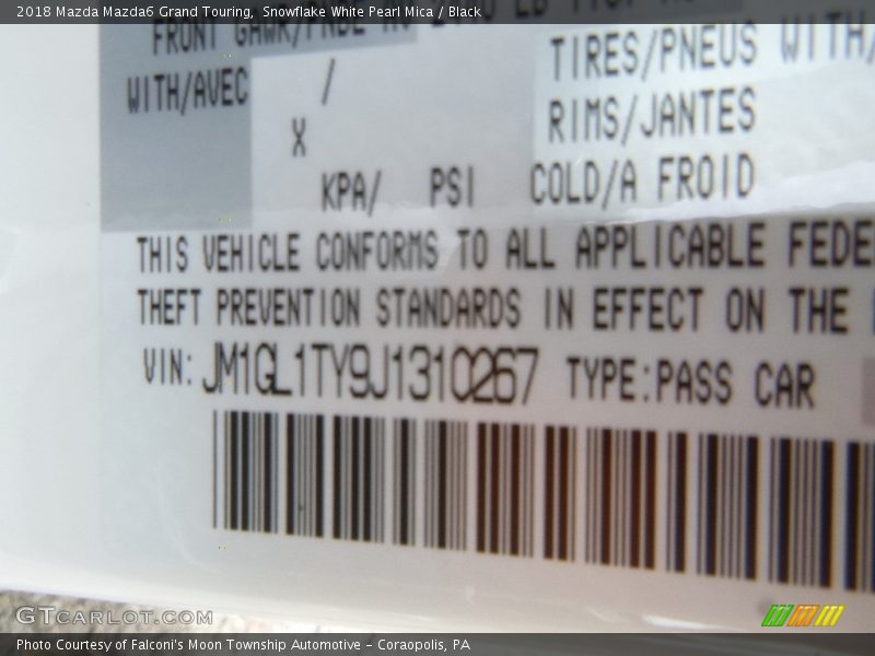 Snowflake White Pearl Mica / Black 2018 Mazda Mazda6 Grand Touring