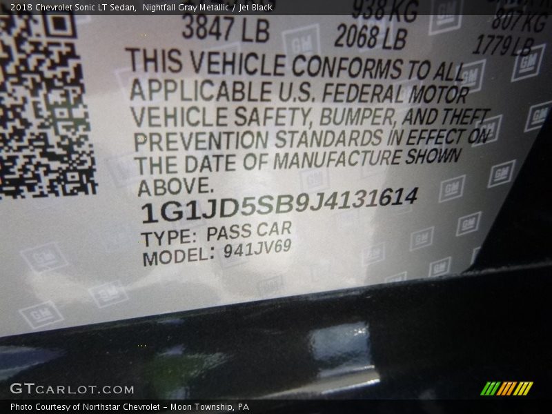 Nightfall Gray Metallic / Jet Black 2018 Chevrolet Sonic LT Sedan