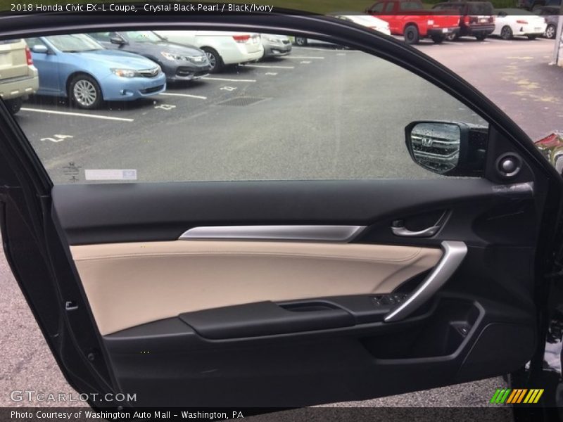 Crystal Black Pearl / Black/Ivory 2018 Honda Civic EX-L Coupe