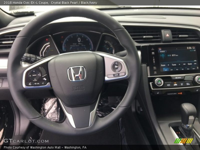 Crystal Black Pearl / Black/Ivory 2018 Honda Civic EX-L Coupe