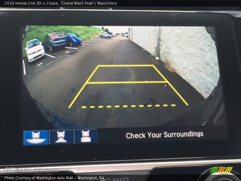 Crystal Black Pearl / Black/Ivory 2018 Honda Civic EX-L Coupe