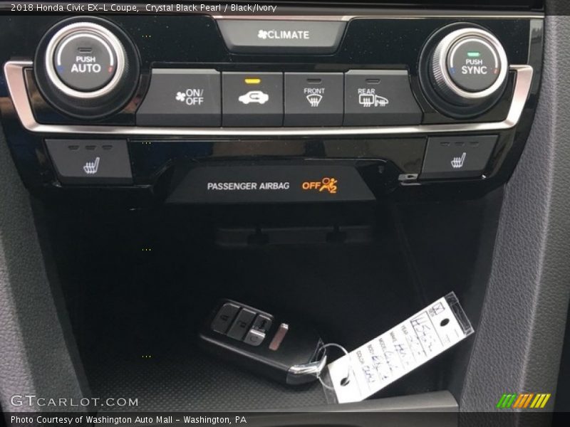 Crystal Black Pearl / Black/Ivory 2018 Honda Civic EX-L Coupe