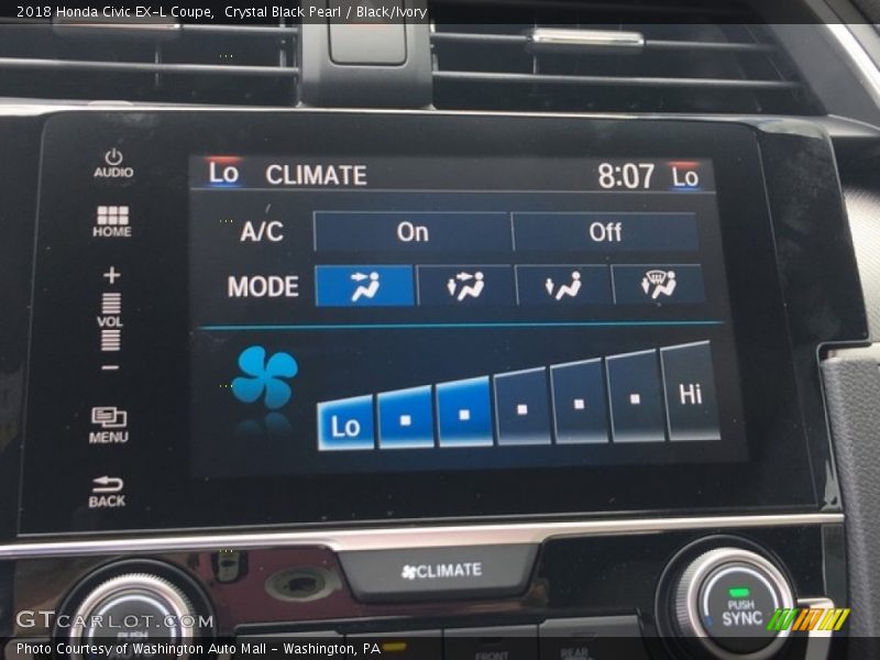 Crystal Black Pearl / Black/Ivory 2018 Honda Civic EX-L Coupe