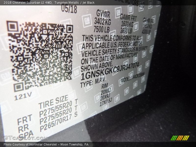 Tungsten Metallic / Jet Black 2018 Chevrolet Suburban LS 4WD