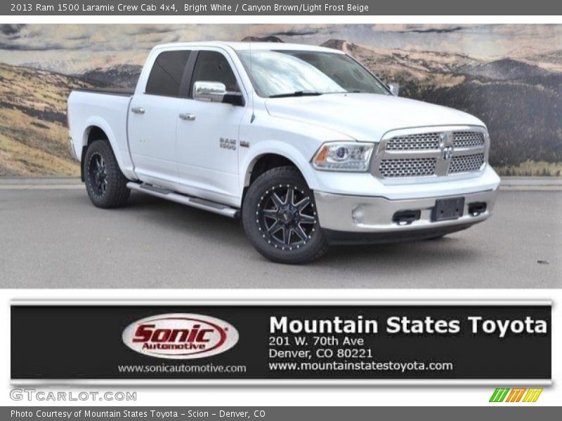 Bright White / Canyon Brown/Light Frost Beige 2013 Ram 1500 Laramie Crew Cab 4x4