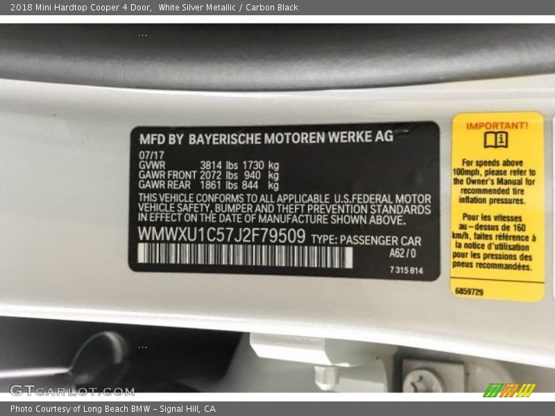 White Silver Metallic / Carbon Black 2018 Mini Hardtop Cooper 4 Door