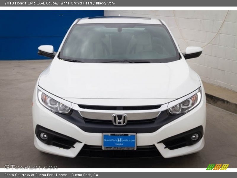 White Orchid Pearl / Black/Ivory 2018 Honda Civic EX-L Coupe