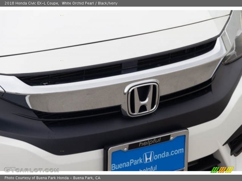 White Orchid Pearl / Black/Ivory 2018 Honda Civic EX-L Coupe