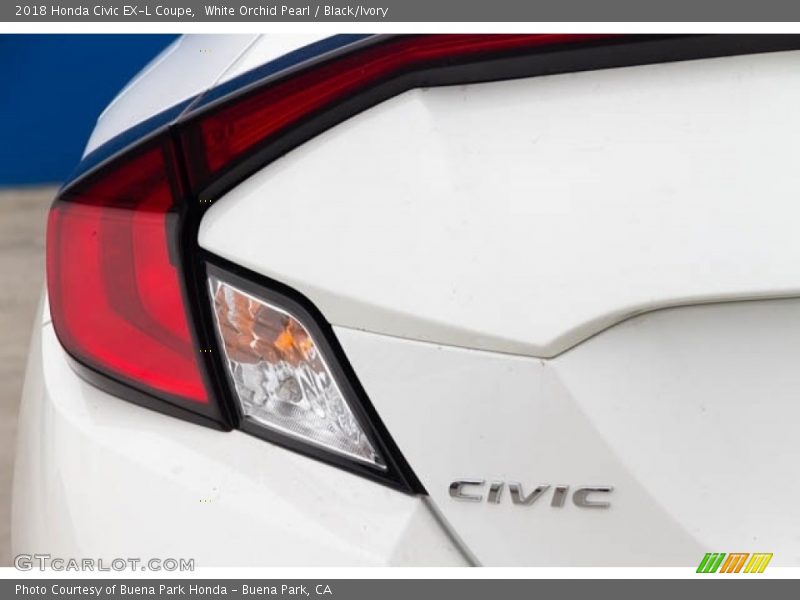 White Orchid Pearl / Black/Ivory 2018 Honda Civic EX-L Coupe