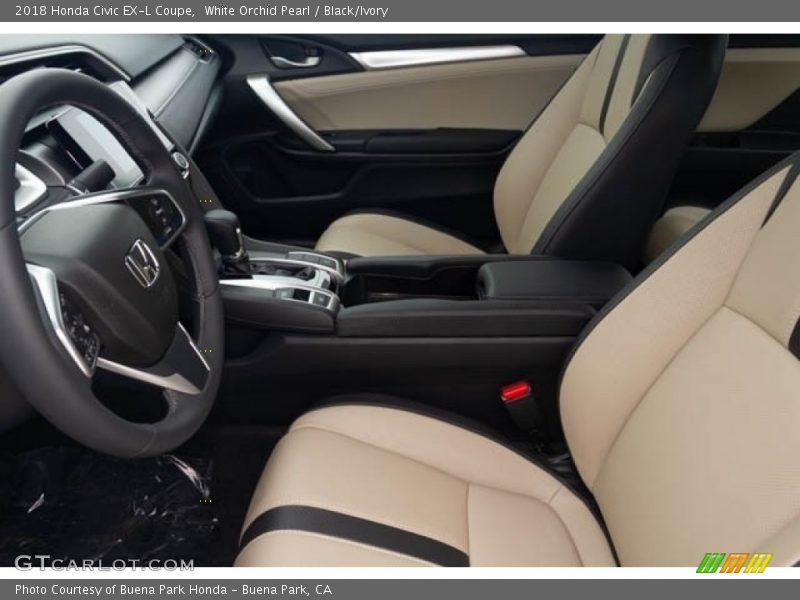 White Orchid Pearl / Black/Ivory 2018 Honda Civic EX-L Coupe