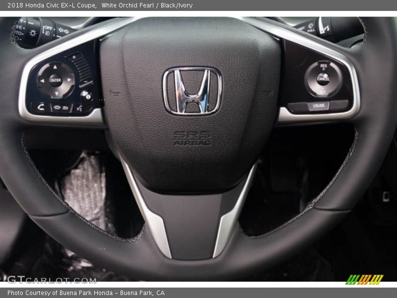 White Orchid Pearl / Black/Ivory 2018 Honda Civic EX-L Coupe