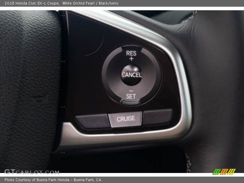White Orchid Pearl / Black/Ivory 2018 Honda Civic EX-L Coupe