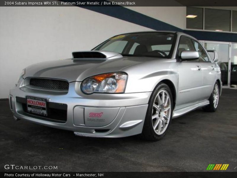Platinum Silver Metallic / Blue Ecsaine/Black 2004 Subaru Impreza WRX STi