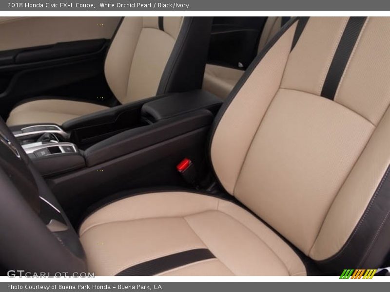 White Orchid Pearl / Black/Ivory 2018 Honda Civic EX-L Coupe