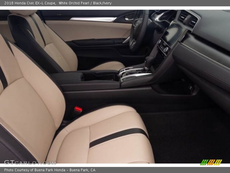 White Orchid Pearl / Black/Ivory 2018 Honda Civic EX-L Coupe