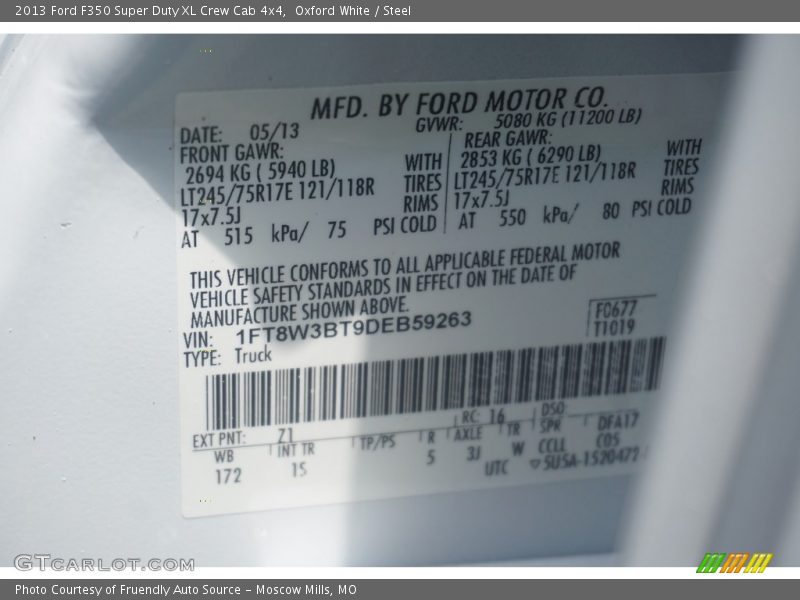 Oxford White / Steel 2013 Ford F350 Super Duty XL Crew Cab 4x4