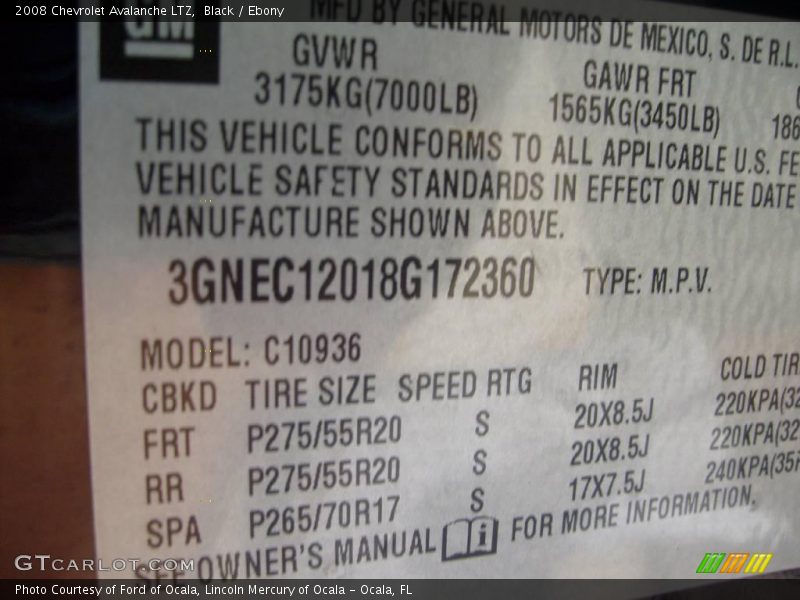 Black / Ebony 2008 Chevrolet Avalanche LTZ