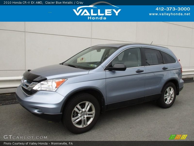 Glacier Blue Metallic / Gray 2010 Honda CR-V EX AWD
