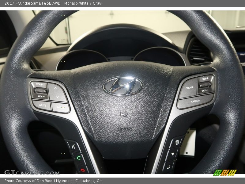 Monaco White / Gray 2017 Hyundai Santa Fe SE AWD