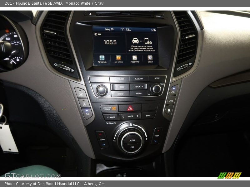Monaco White / Gray 2017 Hyundai Santa Fe SE AWD
