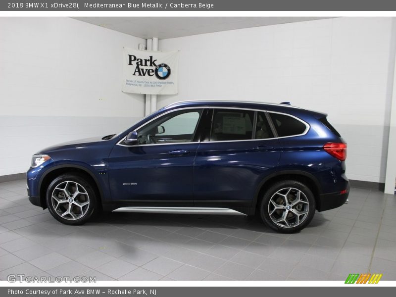 Mediterranean Blue Metallic / Canberra Beige 2018 BMW X1 xDrive28i