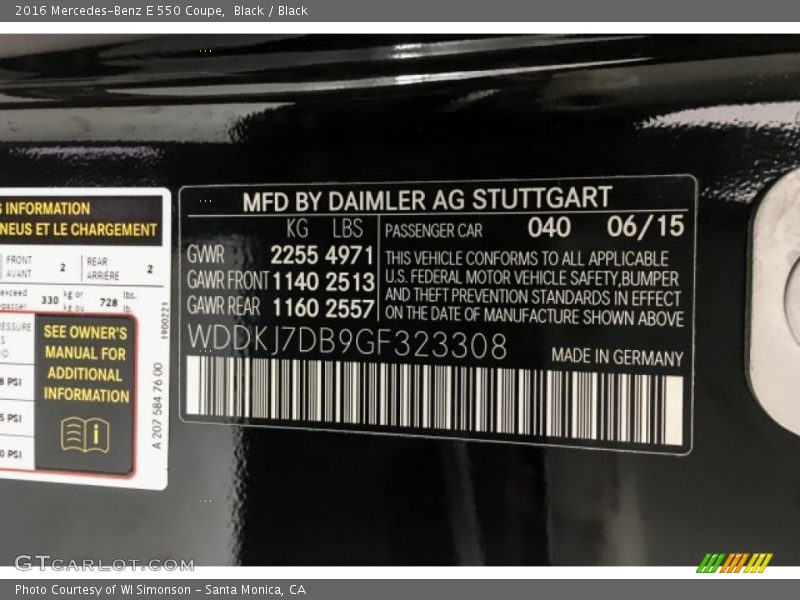 Black / Black 2016 Mercedes-Benz E 550 Coupe