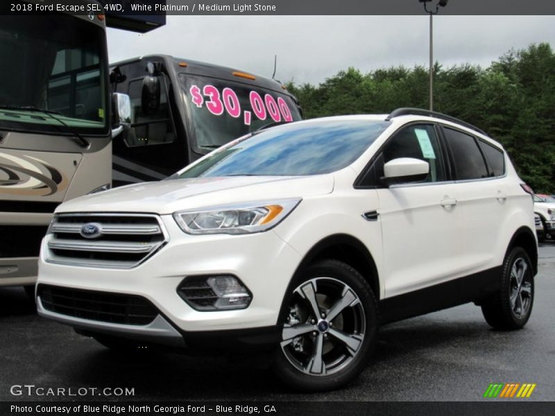 White Platinum / Medium Light Stone 2018 Ford Escape SEL 4WD