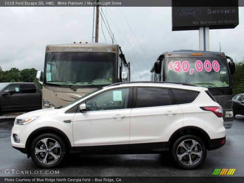 White Platinum / Medium Light Stone 2018 Ford Escape SEL 4WD