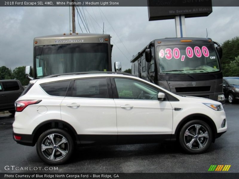 White Platinum / Medium Light Stone 2018 Ford Escape SEL 4WD
