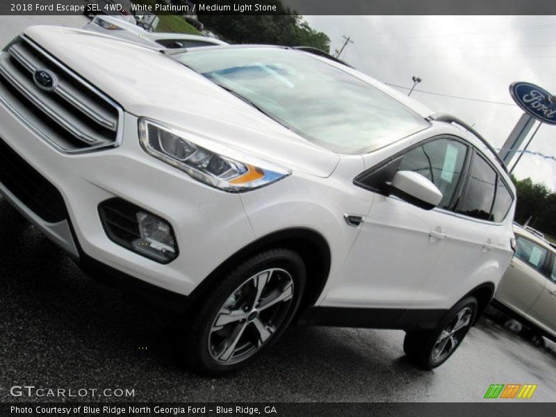 White Platinum / Medium Light Stone 2018 Ford Escape SEL 4WD