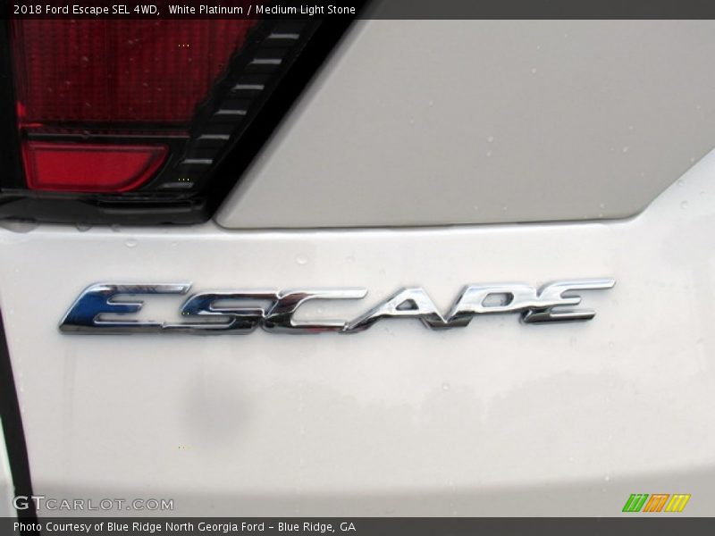 White Platinum / Medium Light Stone 2018 Ford Escape SEL 4WD