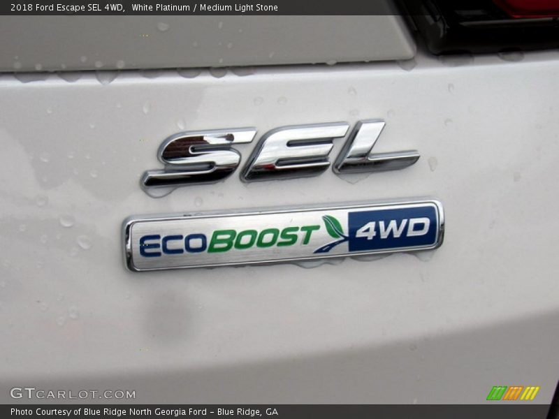 White Platinum / Medium Light Stone 2018 Ford Escape SEL 4WD