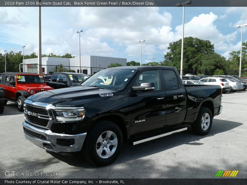 Black Forest Green Pearl / Black/Diesel Gray 2019 Ram 1500 Big Horn Quad Cab