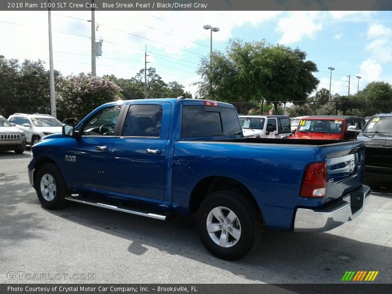 Blue Streak Pearl / Black/Diesel Gray 2018 Ram 1500 SLT Crew Cab