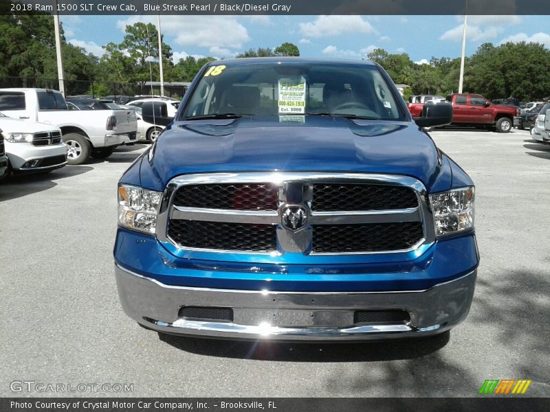 Blue Streak Pearl / Black/Diesel Gray 2018 Ram 1500 SLT Crew Cab