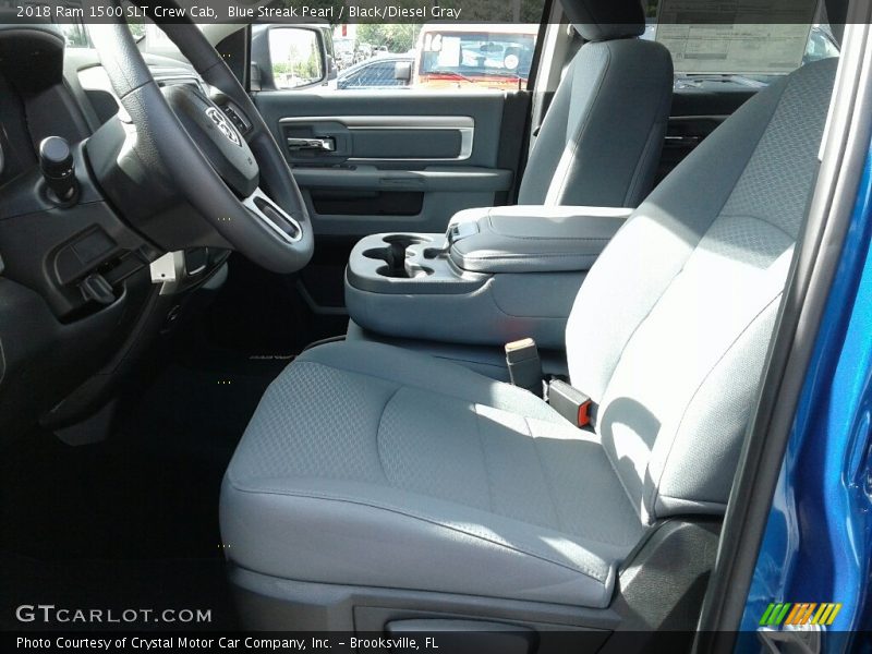 Blue Streak Pearl / Black/Diesel Gray 2018 Ram 1500 SLT Crew Cab