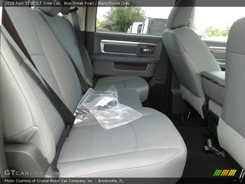 Blue Streak Pearl / Black/Diesel Gray 2018 Ram 1500 SLT Crew Cab