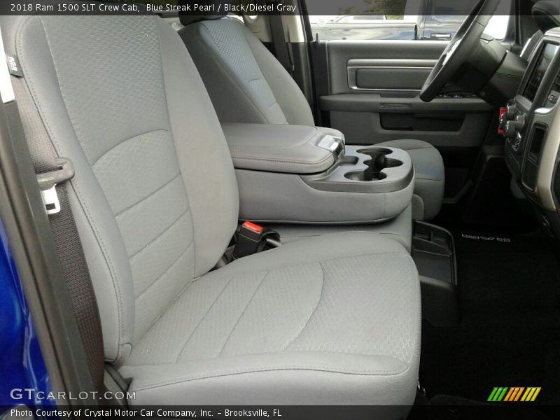 Blue Streak Pearl / Black/Diesel Gray 2018 Ram 1500 SLT Crew Cab