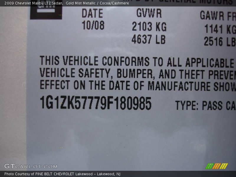 Gold Mist Metallic / Cocoa/Cashmere 2009 Chevrolet Malibu LTZ Sedan