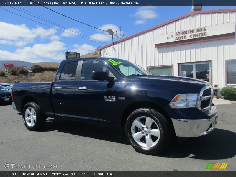 True Blue Pearl / Black/Diesel Gray 2017 Ram 1500 Big Horn Quad Cab 4x4