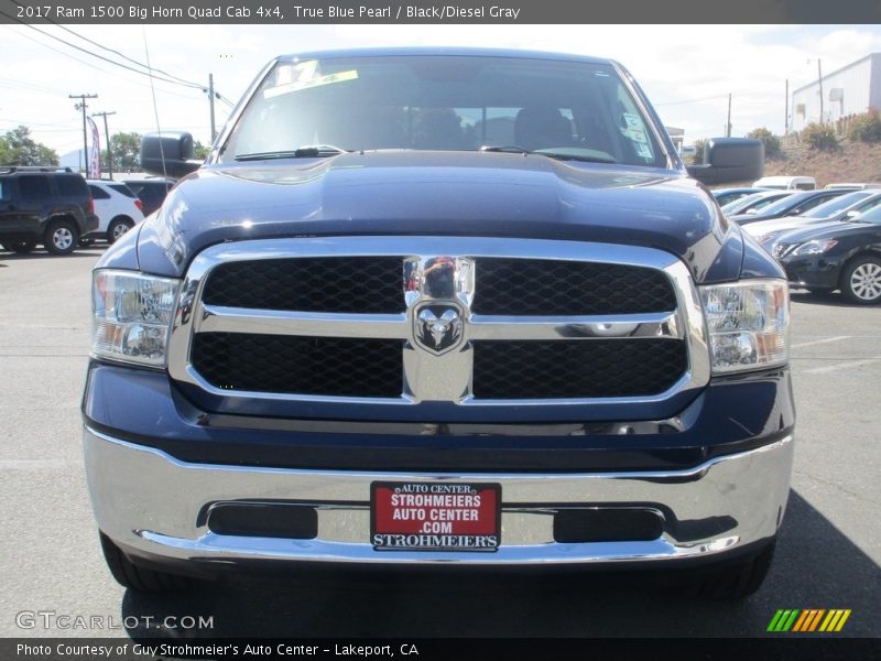 True Blue Pearl / Black/Diesel Gray 2017 Ram 1500 Big Horn Quad Cab 4x4