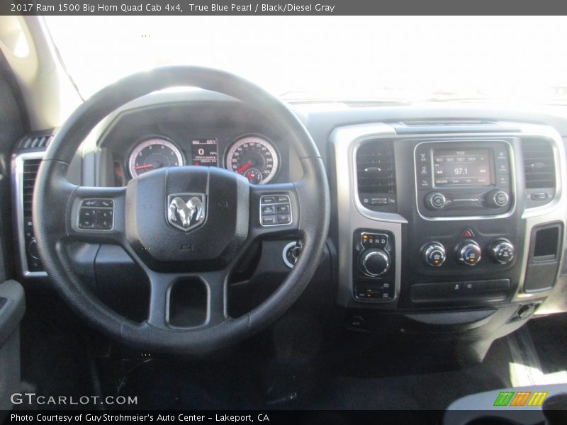 True Blue Pearl / Black/Diesel Gray 2017 Ram 1500 Big Horn Quad Cab 4x4