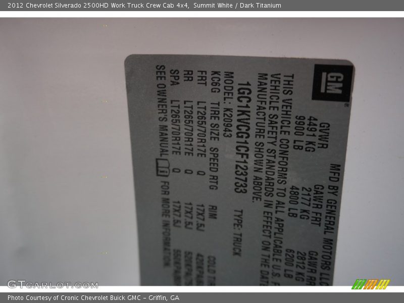 Summit White / Dark Titanium 2012 Chevrolet Silverado 2500HD Work Truck Crew Cab 4x4