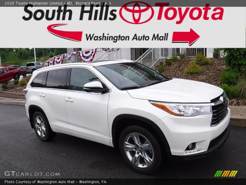 Blizzard Pearl / Ash 2016 Toyota Highlander Limited AWD