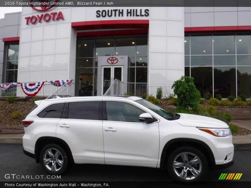 Blizzard Pearl / Ash 2016 Toyota Highlander Limited AWD